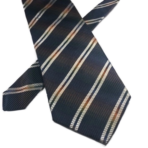 Vintage Bernini Rainbow Plaid Striped Silk Tie - Picture 1 of 5